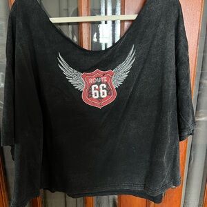 Route 66 OVERSIZED Cut-off Cropped Graphic Tee